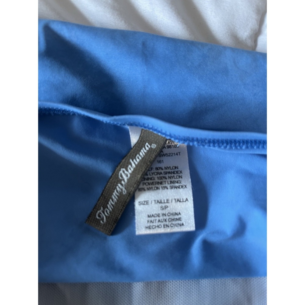 TOMMY BAHAMA ~ Lined Ocean Blue V-Neck Ruched TANKINI SWIM TOP S Orig. $148 - Picture 3 of 3
